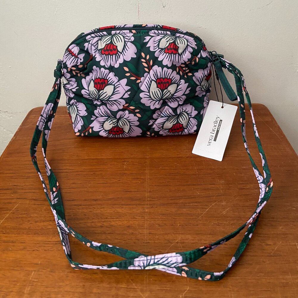 NEW Vera Bradley Lotus Sea Moss Ultralight Nylon Camera Bag Flower Crossbody